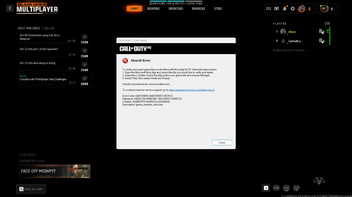 Call Of Duty Black Ops 6 Recensione DirectX error